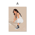 Poster Boho Frau mit Blättern – Minimalistisches Wandbild für Wohnzimmer & Schlafzimmer · Ästhetische Wanddeko ohne Rahmen