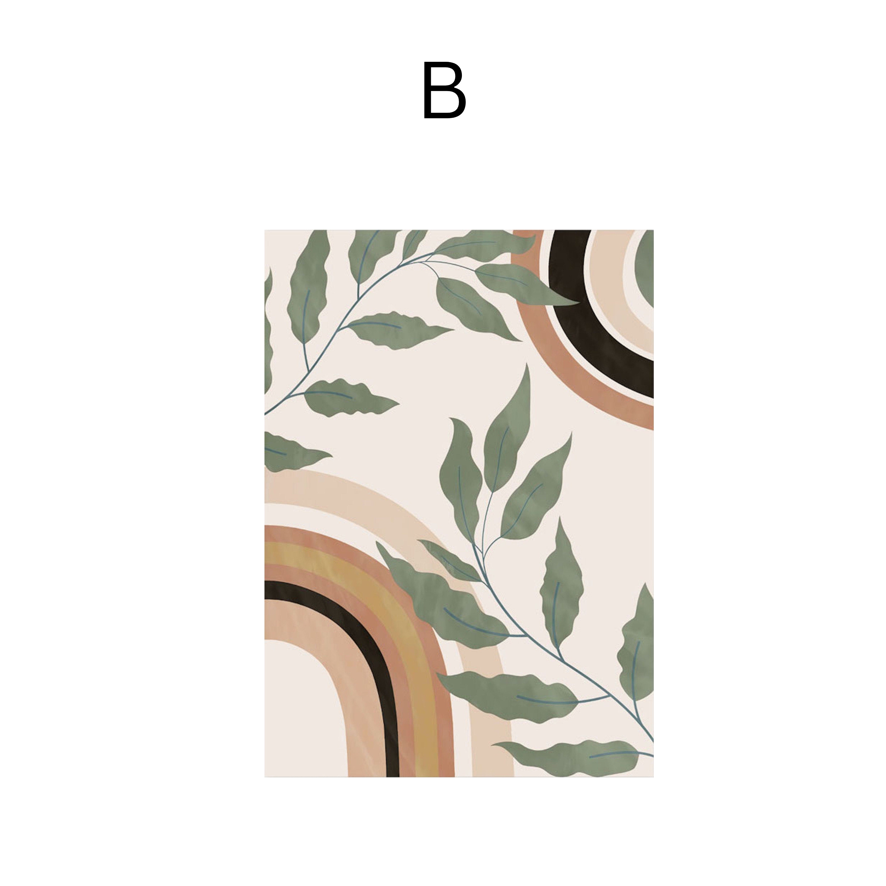Poster Leaves Boho Geometric Shapes Green | Pictures Living Room | Wall Art Bedroom | Decorative Print without Frame | Pictures Art Print