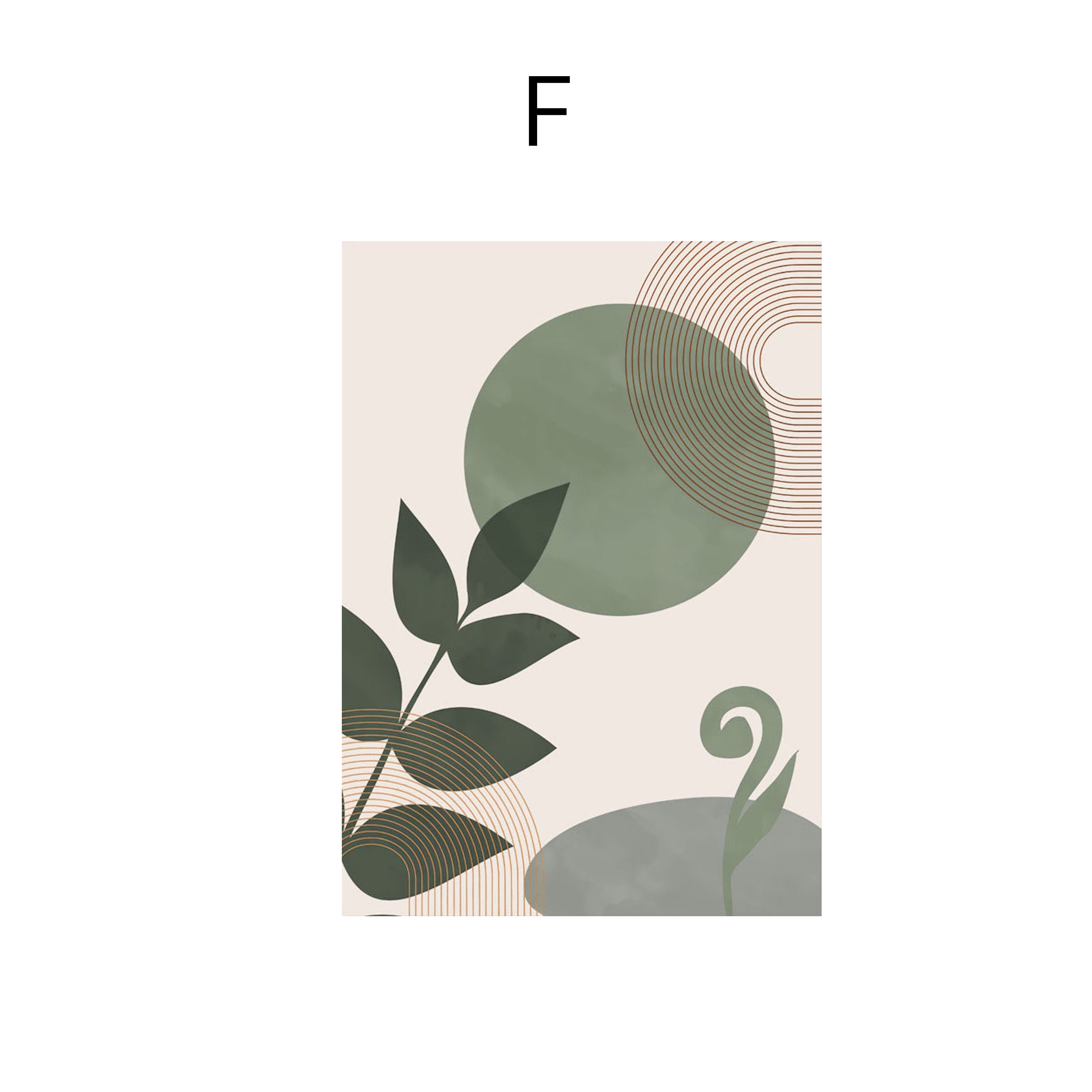 Poster Leaves Boho Geometric Shapes Green | Pictures Living Room | Wall Art Bedroom | Decorative Print without Frame | Pictures Art Print