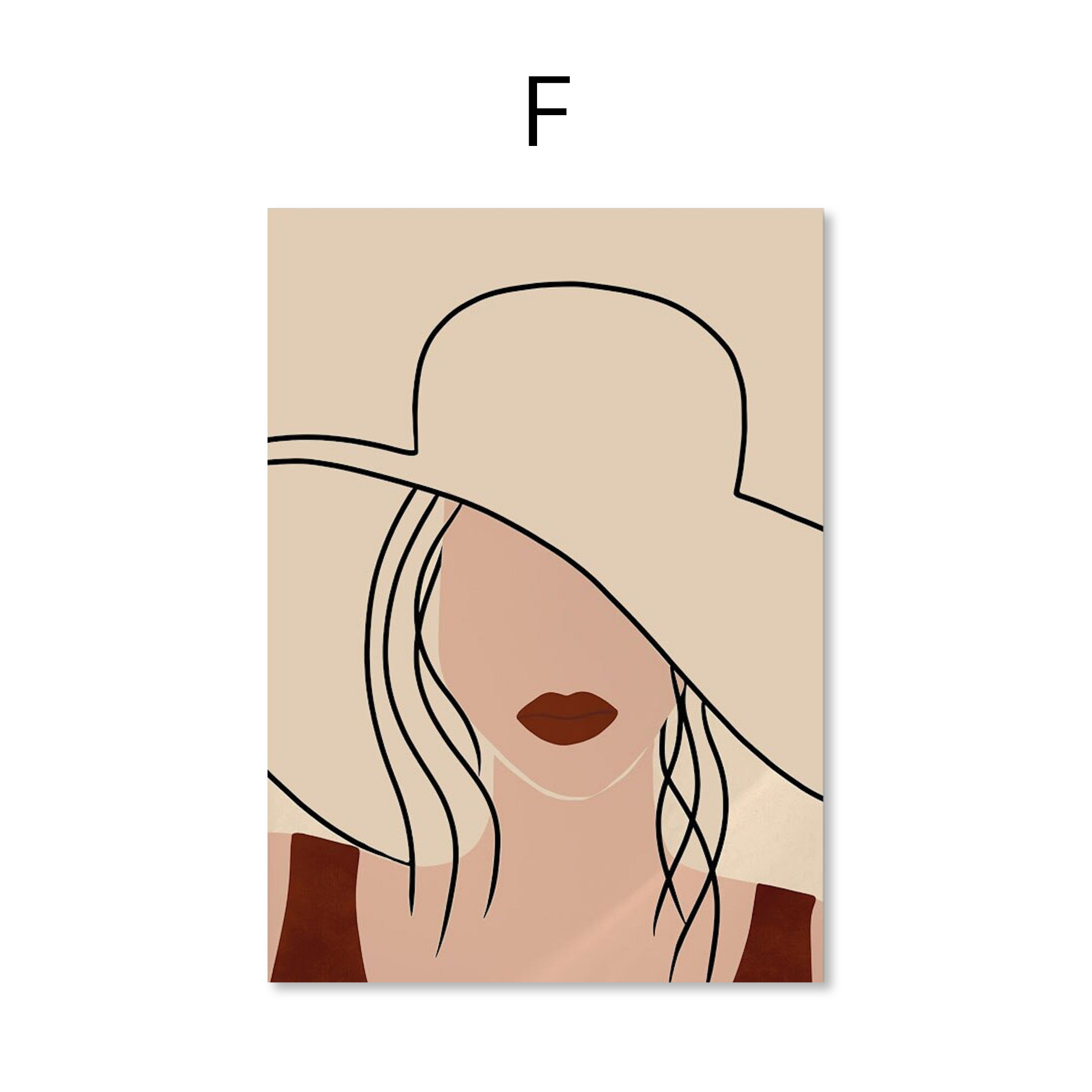 Poster Boho Frau mit Blättern – Minimalistisches Wandbild für Wohnzimmer & Schlafzimmer · Ästhetische Wanddeko ohne Rahmen