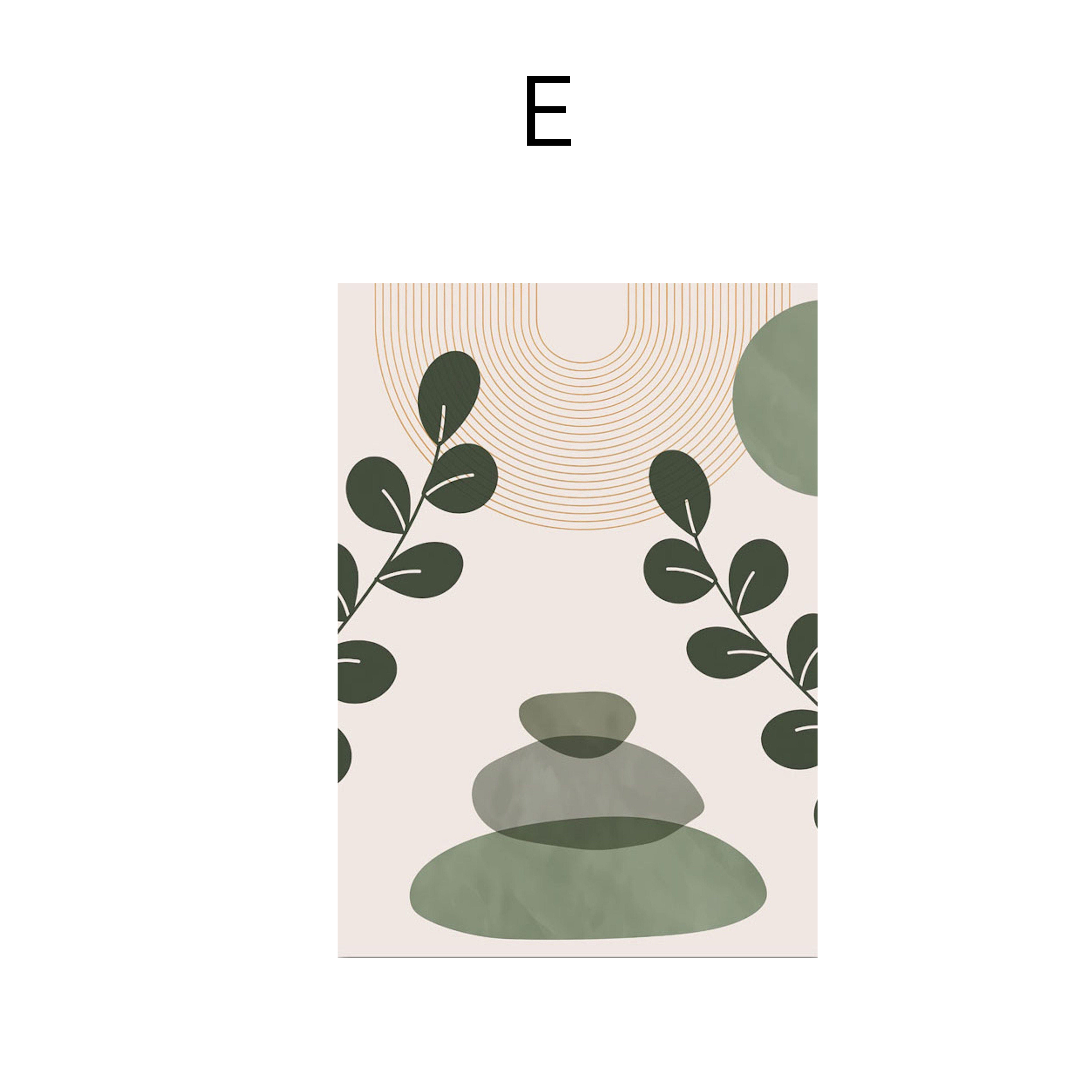 Poster Leaves Boho Geometric Shapes Green | Pictures Living Room | Wall Art Bedroom | Decorative Print without Frame | Pictures Art Print
