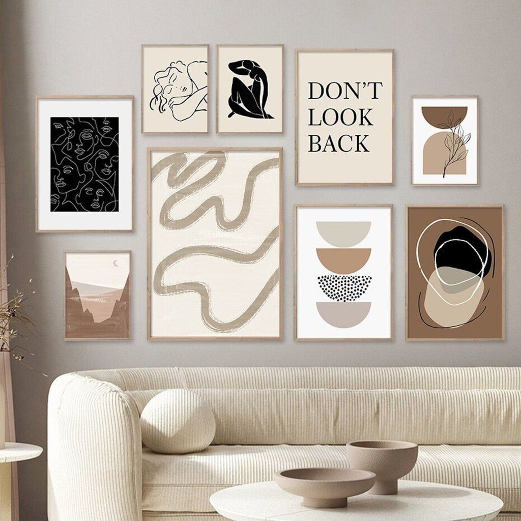 Poster abstrakt Boho Linien geometrische Formen – Modernes Wandbild für Wohnzimmer & Schlafzimmer · Ästhetische Wanddeko ohne Rahmen