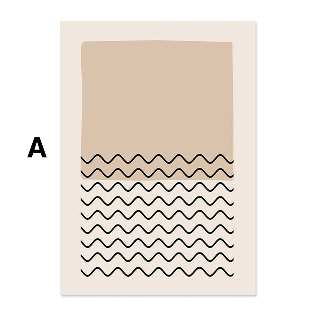 Poster abstrakte Formen Beige Braun Linien Punkte – Modernes Wandbild für Wohnzimmer & Schlafzimmer · Ästhetische Wanddeko ohne Rahmen