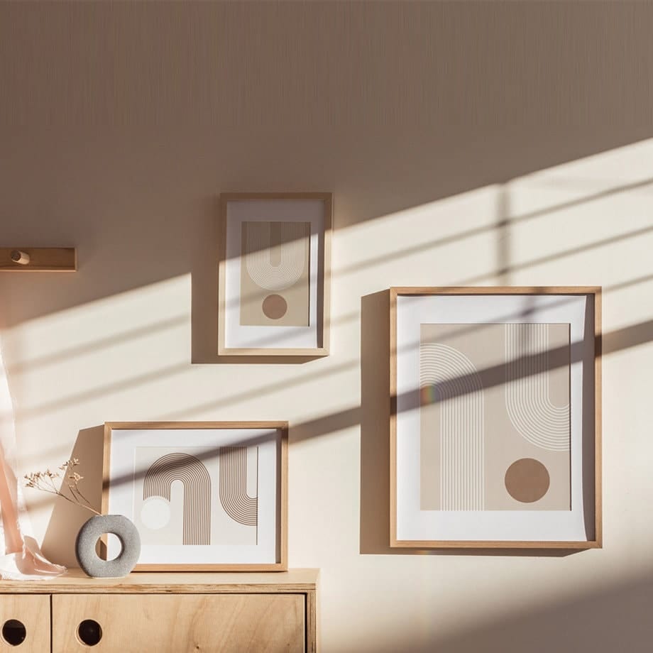 Poster Boho abstrakt Bogen Linien Beige Braun – Modernes Wandbild für Wohnzimmer & Schlafzimmer · Ästhetische Wanddeko ohne Rahmen