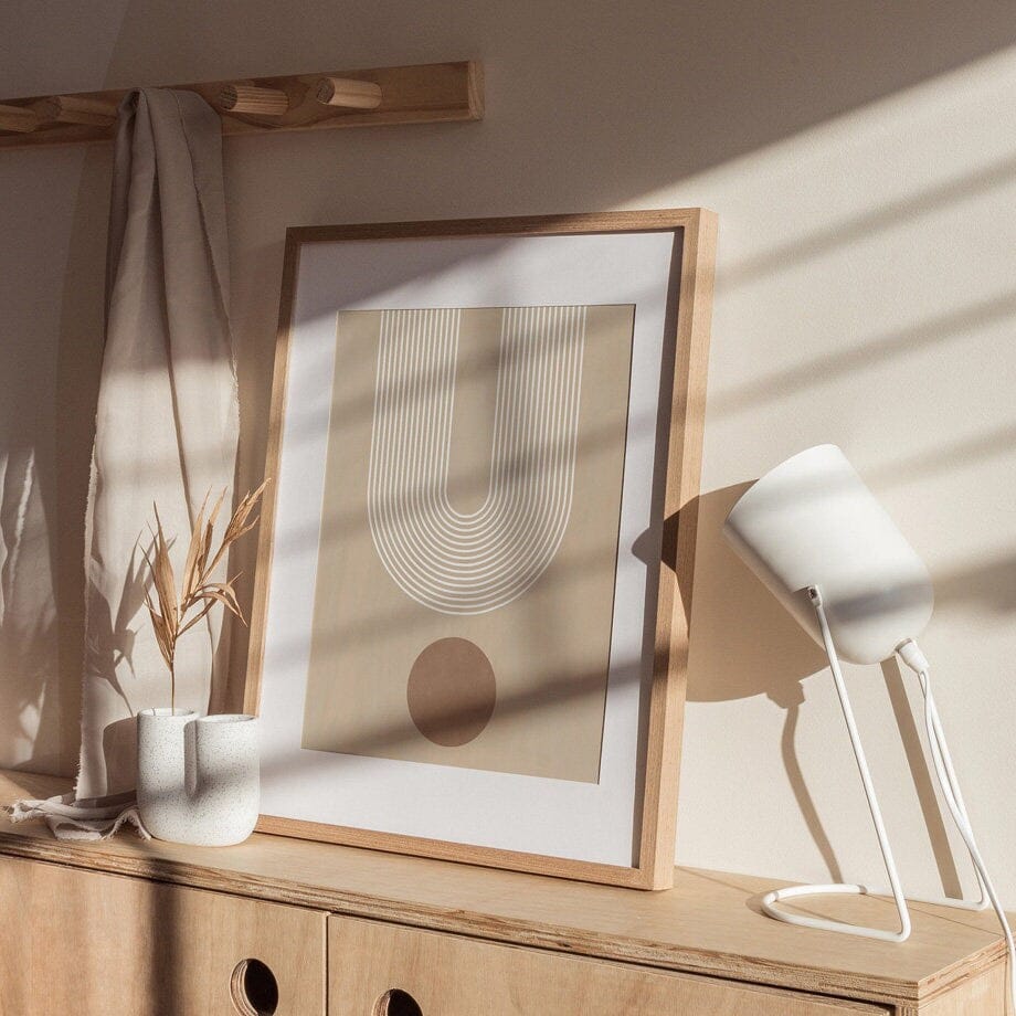 Poster Boho abstrakt Bogen Linien Beige Braun – Modernes Wandbild für Wohnzimmer & Schlafzimmer · Ästhetische Wanddeko ohne Rahmen