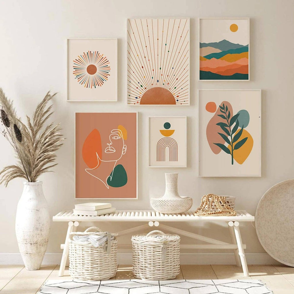 Poster abstrakt Boho Terrakotta Grün – Modernes Wandbild für Wohnzimmer & Schlafzimmer · Ästhetische Wanddeko ohne Rahmen