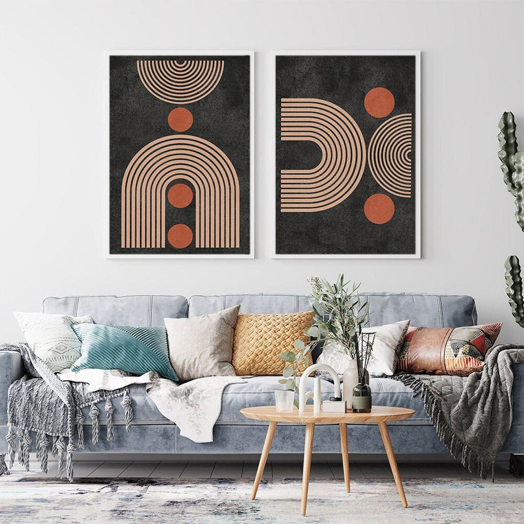 Poster Boho geometrische Formen Kreise Linien – Modernes Wandbild für Wohnzimmer & Schlafzimmer · Ästhetische Wanddeko ohne Rahmen