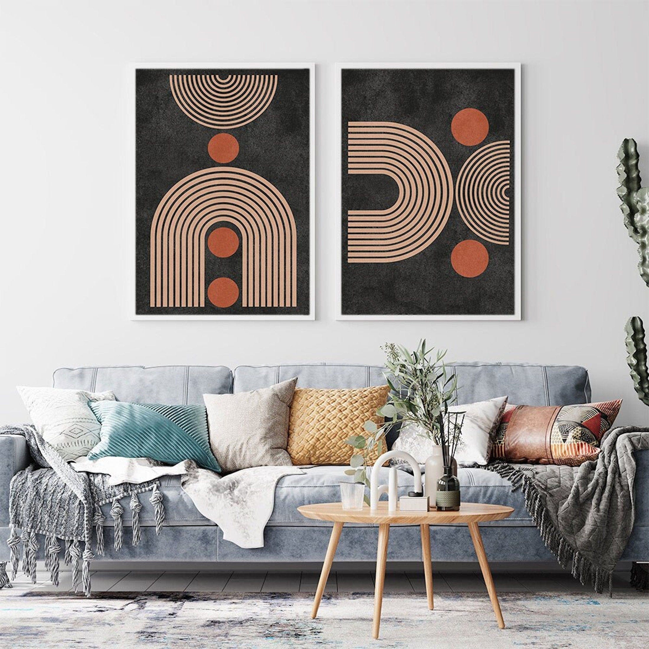 Poster Boho geometrische Formen Kreise Linien – Modernes Wandbild für Wohnzimmer & Schlafzimmer · Ästhetische Wanddeko ohne Rahmen