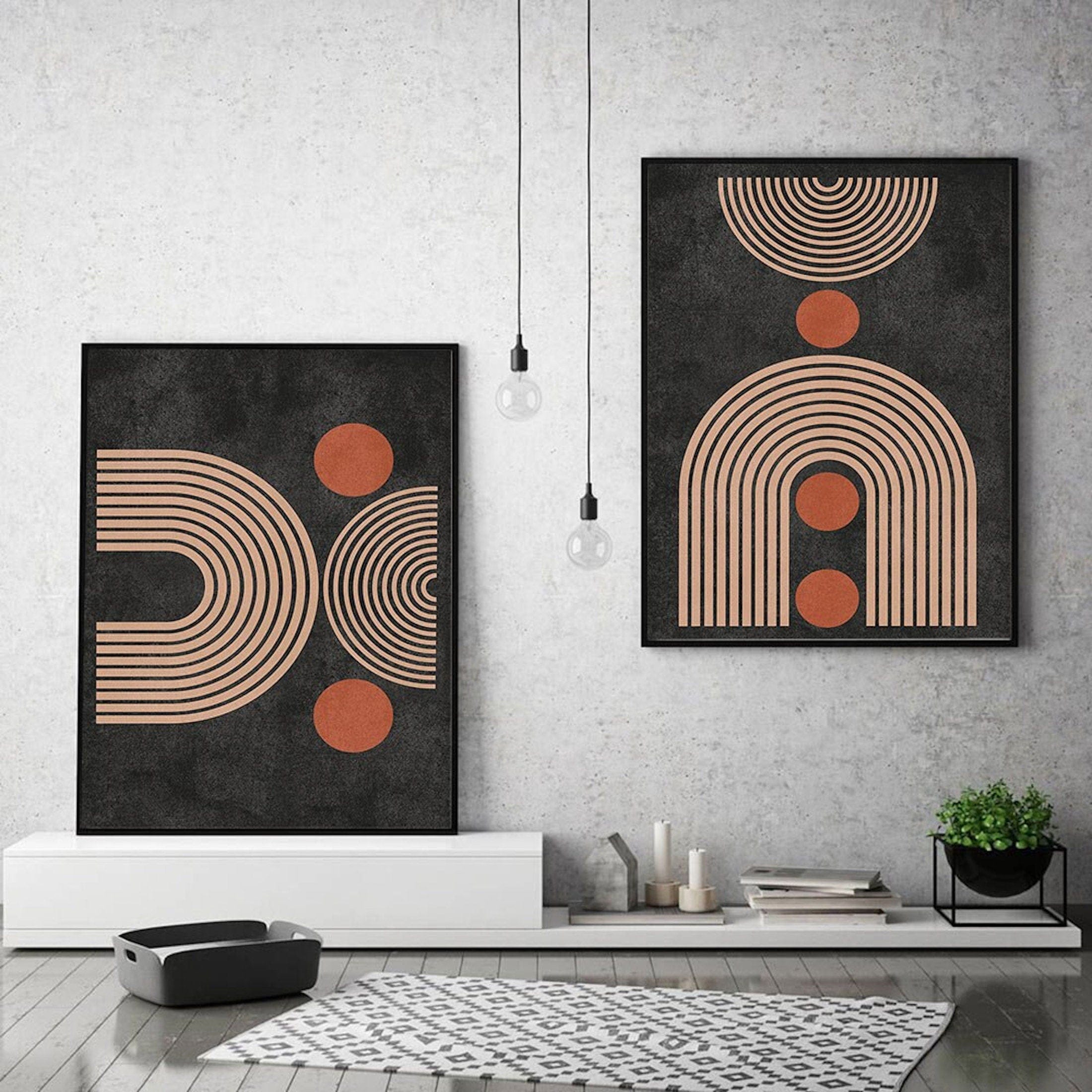 Poster Boho geometrische Formen Kreise Linien – Modernes Wandbild für Wohnzimmer & Schlafzimmer · Ästhetische Wanddeko ohne Rahmen