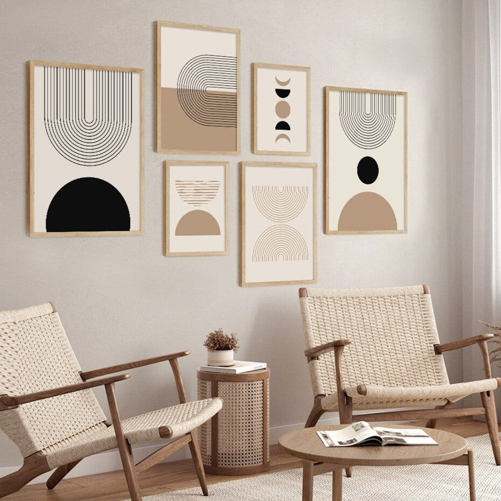 Poster Boho Halbkreise Linien – Modernes Wandbild für Wohnzimmer & Schlafzimmer · Ästhetische Wanddeko ohne Rahmen