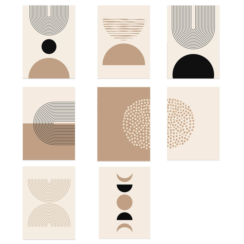 Poster Boho Halbkreise Linien – Modernes Wandbild für Wohnzimmer & Schlafzimmer · Ästhetische Wanddeko ohne Rahmen