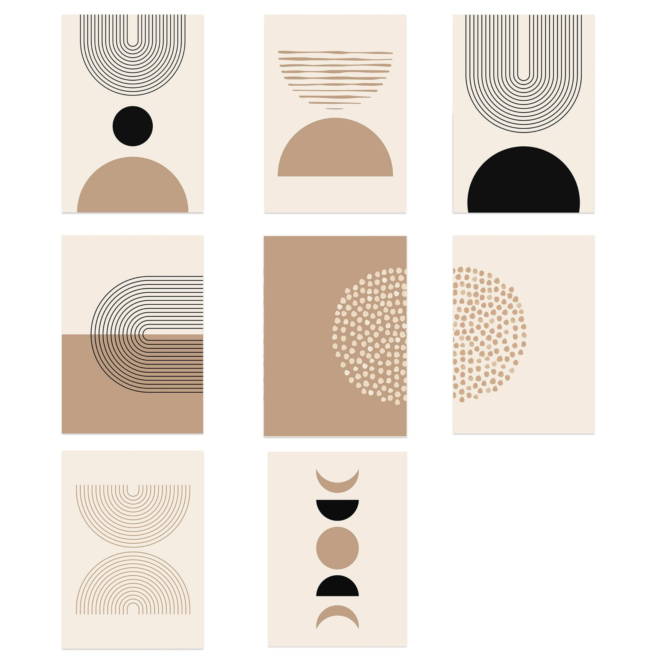 Poster Boho Halbkreise Linien – Modernes Wandbild für Wohnzimmer & Schlafzimmer · Ästhetische Wanddeko ohne Rahmen