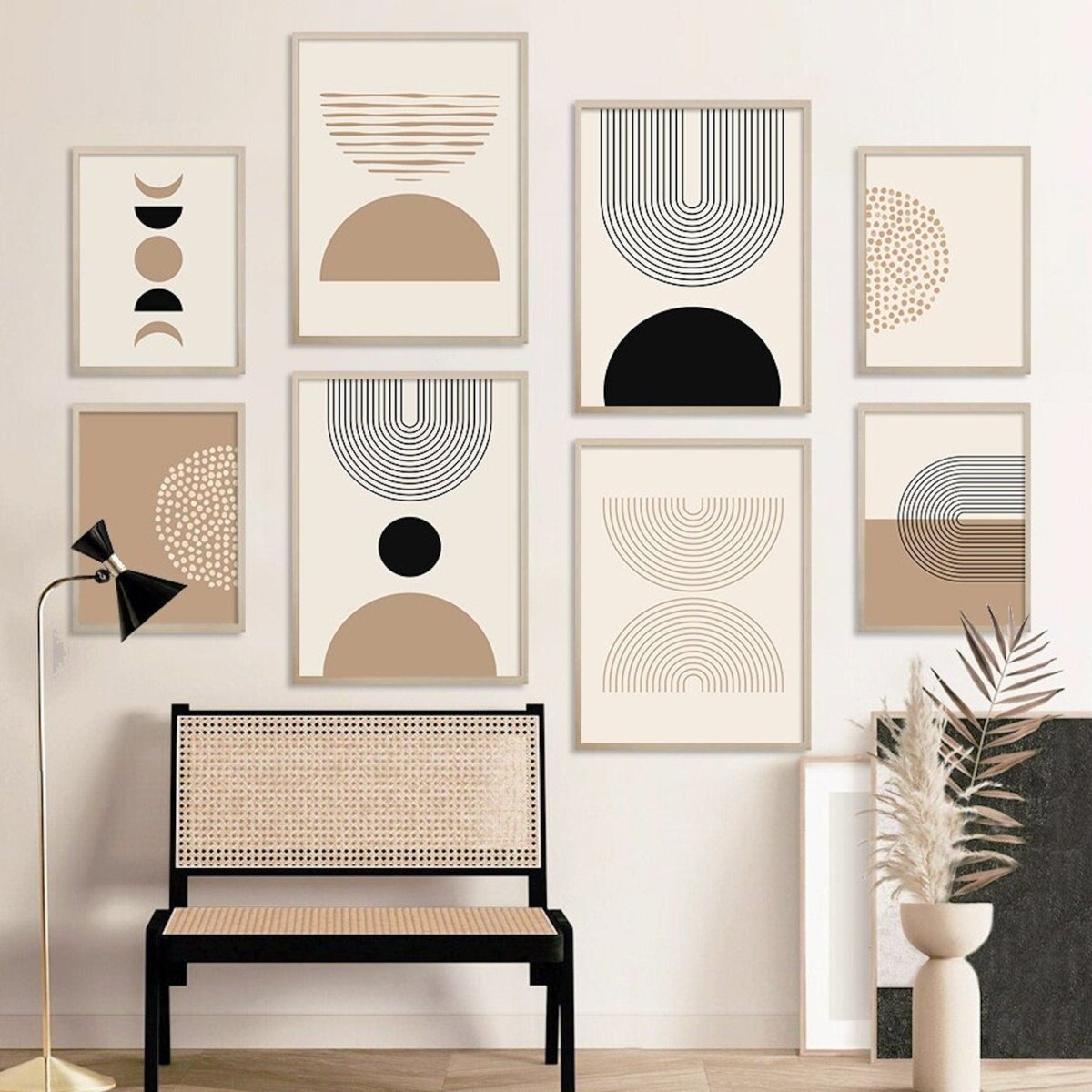 Poster Boho Halbkreise Linien – Modernes Wandbild für Wohnzimmer & Schlafzimmer · Ästhetische Wanddeko ohne Rahmen