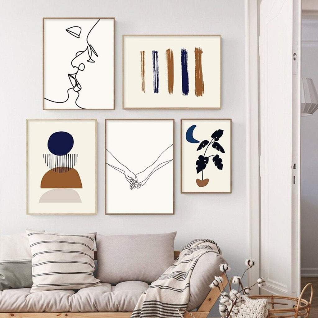 Poster Boho Herz Love Linien & Geometrische Formen – Modernes Wandbild für Wohnzimmer & Schlafzimmer · Ästhetische Wanddeko ohne Rahmen