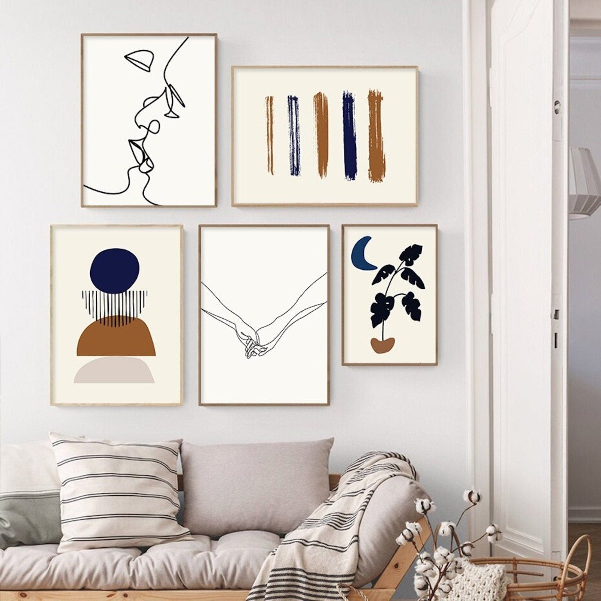 Poster Boho Herz Love Linien & Geometrische Formen – Modernes Wandbild für Wohnzimmer & Schlafzimmer · Ästhetische Wanddeko ohne Rahmen