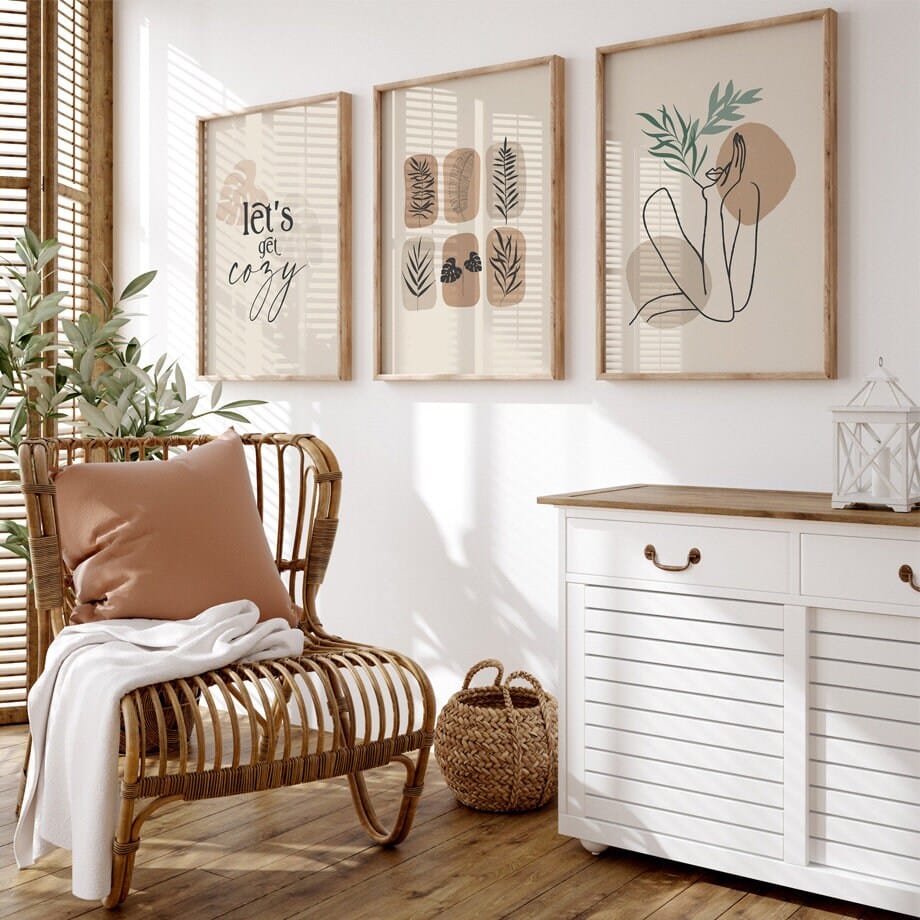 Poster Boho Let’s Go Cozy – Ästhetisches Wandbild für Wohnzimmer & Schlafzimmer · Moderne Wanddeko ohne Rahmen