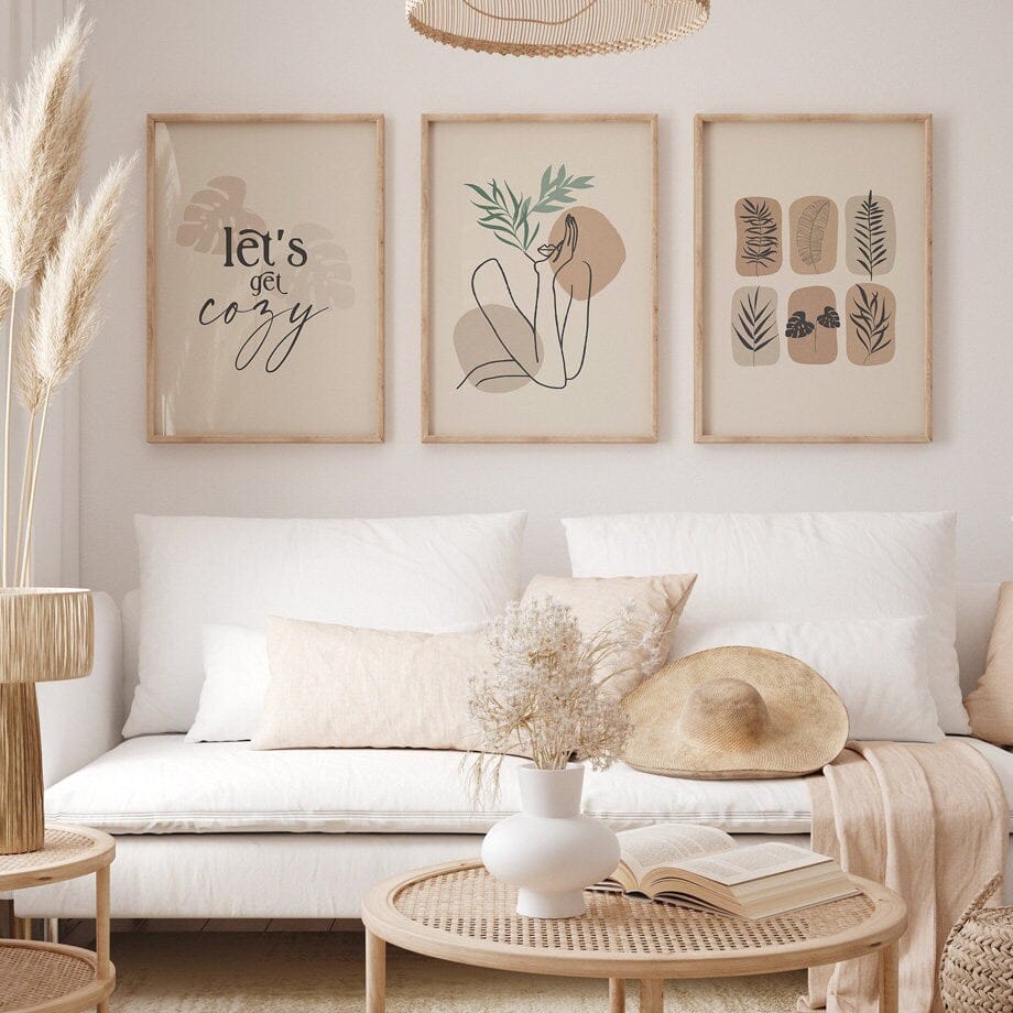 Poster Boho Let’s Go Cozy – Ästhetisches Wandbild für Wohnzimmer & Schlafzimmer · Moderne Wanddeko ohne Rahmen