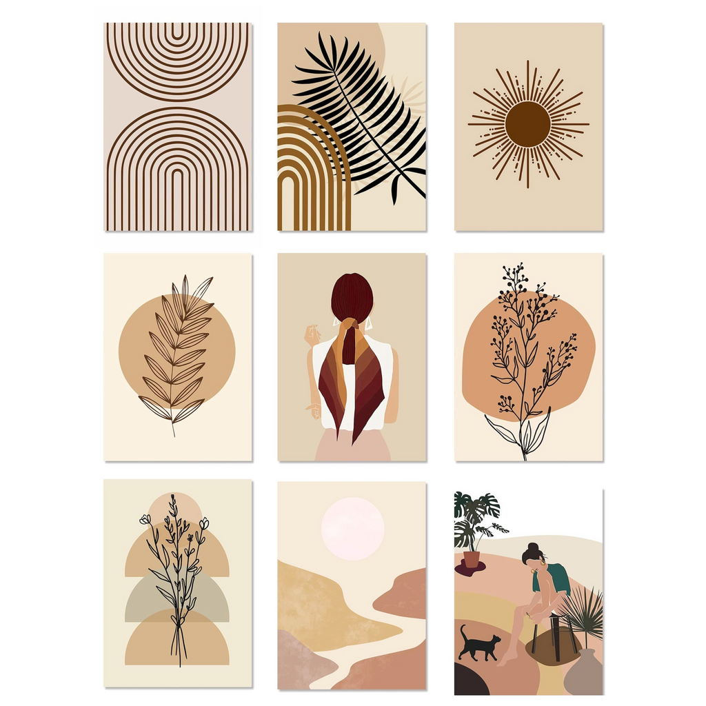 Poster Boho Linien abstrakt Botanik – Modernes Wandbild für Wohnzimmer & Schlafzimmer · Ästhetische Wanddeko ohne Rahmen