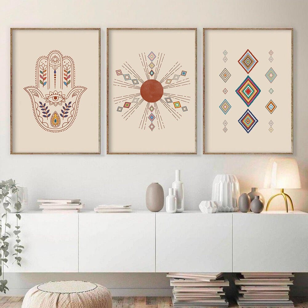 Poster Hand der Fatima Boho marokkanisch – Orientalisches Wandbild für Wohnzimmer & Schlafzimmer · Ästhetische Wanddeko ohne Rahmen