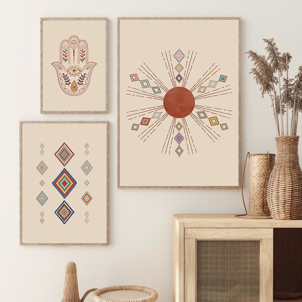 Poster Hand der Fatima Boho marokkanisch – Orientalisches Wandbild für Wohnzimmer & Schlafzimmer · Ästhetische Wanddeko ohne Rahmen