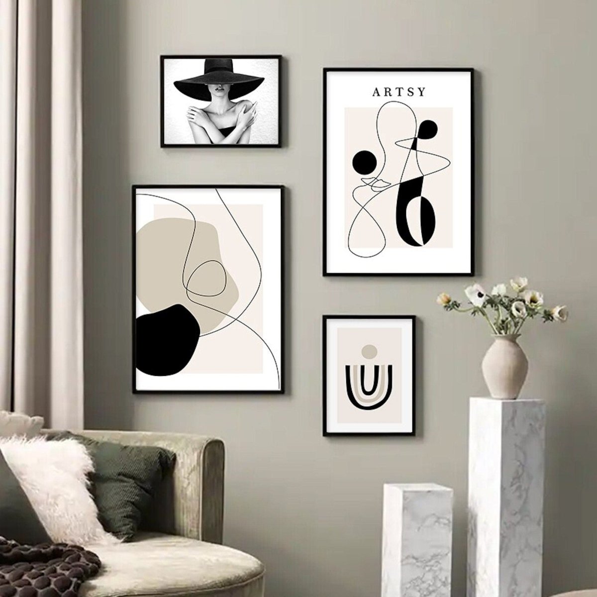 Poster Boho Model Hut abstrakt – Modernes Wandbild für Wohnzimmer & Schlafzimmer · Ästhetische Wanddeko ohne Rahmen