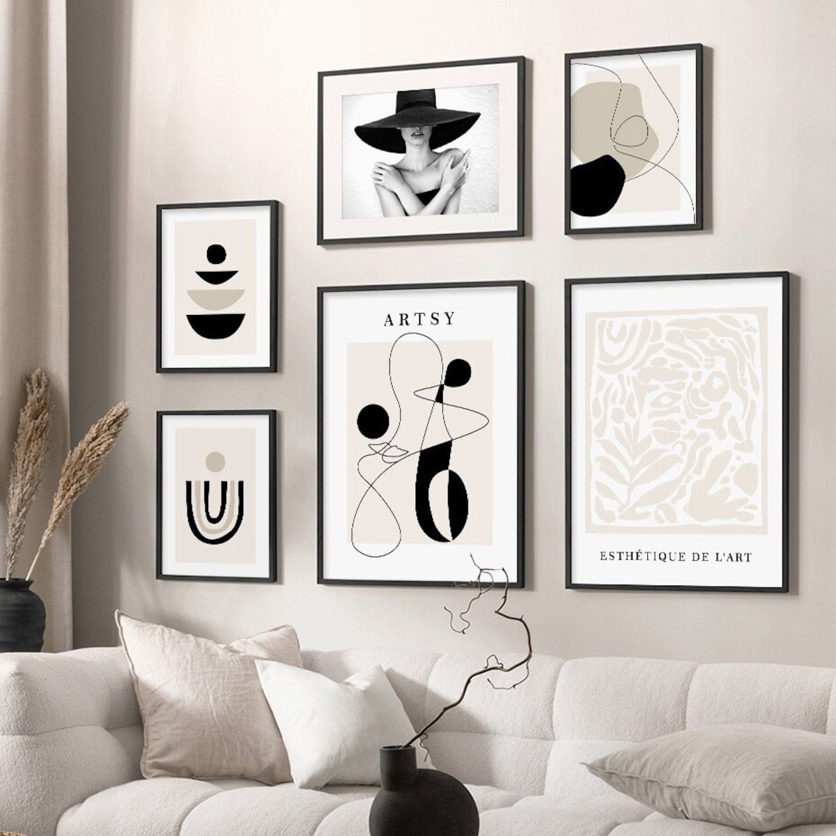 Poster Boho Model Hut abstrakt – Modernes Wandbild für Wohnzimmer & Schlafzimmer · Ästhetische Wanddeko ohne Rahmen