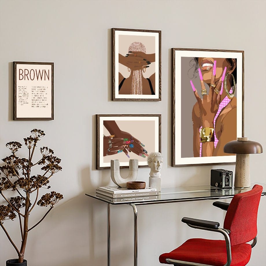 Poster Boho Frau Minimalistisch Schwarz Braun – Ästhetisches Wandbild für Wohnzimmer & Schlafzimmer · Moderne Wanddeko ohne Rahmen