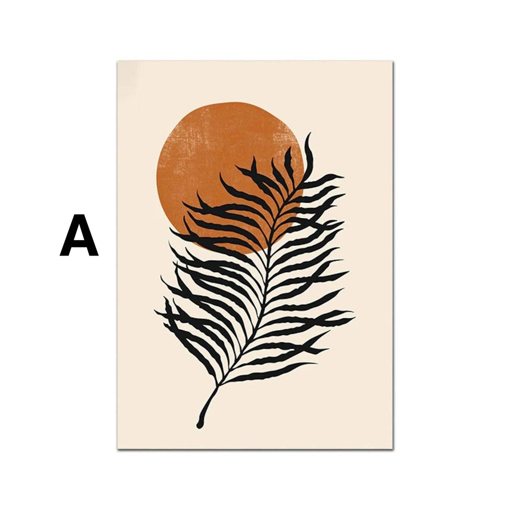 Poster Boho Sonne Botanik Blätter – Ästhetisches Wandbild für Wohnzimmer & Schlafzimmer · Minimalistische Wanddeko ohne Rahmen