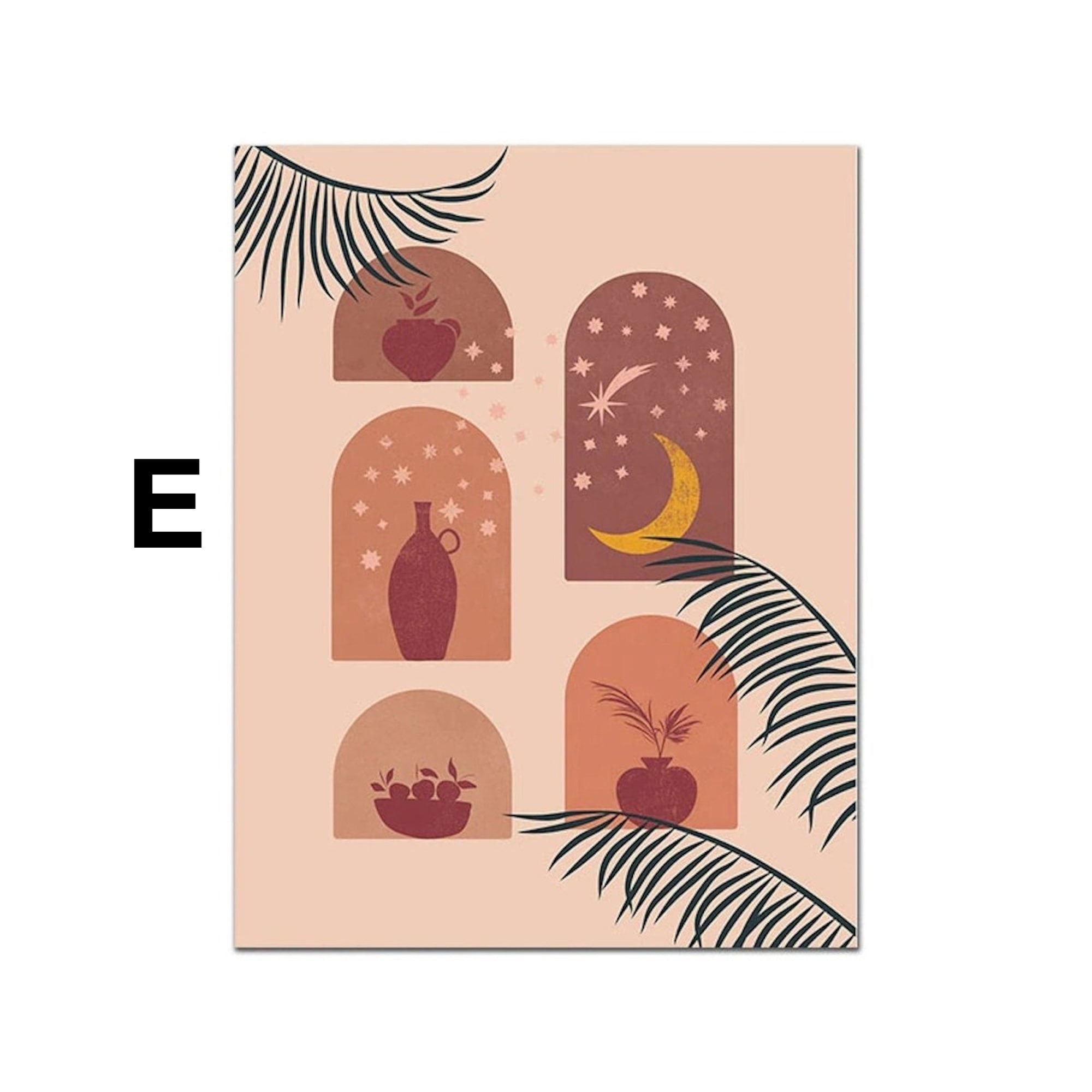Poster Boho Sonne Botanik Blätter – Ästhetisches Wandbild für Wohnzimmer & Schlafzimmer · Minimalistische Wanddeko ohne Rahmen