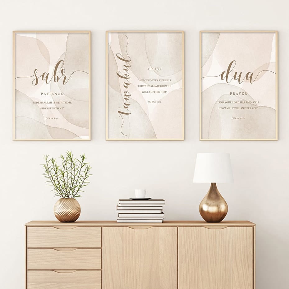 Poster Geduld Hoffnung Dankbarkeit Gebet – Inspirierendes Wandbild für Wohnzimmer & Schlafzimmer · Ästhetische Wanddeko ohne Rahmen