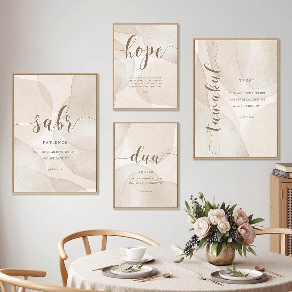 Poster Geduld Hoffnung Dankbarkeit Gebet – Inspirierendes Wandbild für Wohnzimmer & Schlafzimmer · Ästhetische Wanddeko ohne Rahmen