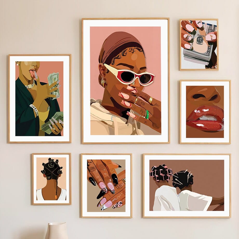 Poster Hip Hop Schmuck Mode Mädchen Schwarz – Urbanes Wandbild für Wohnzimmer & Schlafzimmer · Street Art Wanddeko ohne Rahmen