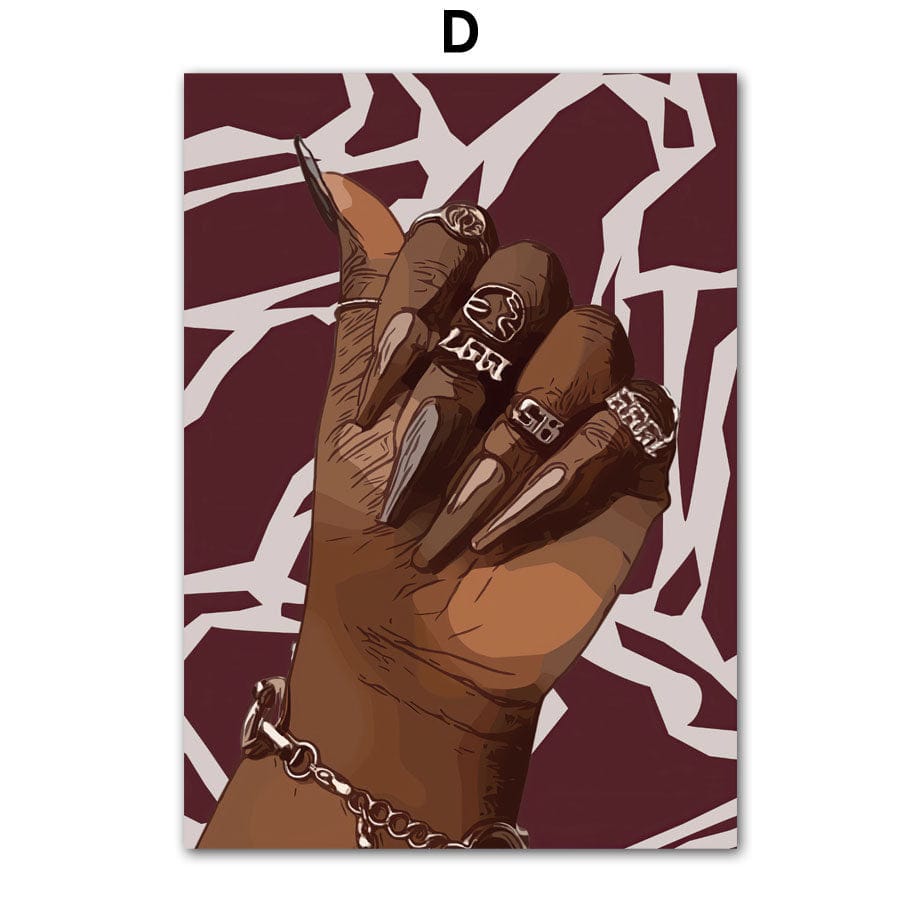 Poster Hip Hop Schmuck Mode Mädchen Schwarz – Urbanes Wandbild für Wohnzimmer & Schlafzimmer · Street Art Deko ohne Rahmen