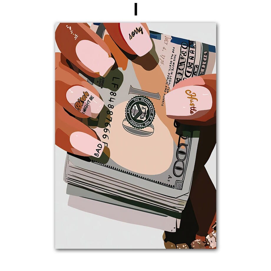 Poster Hip Hop Schmuck Mode Mädchen Schwarz – Urbanes Wandbild für Wohnzimmer & Schlafzimmer · Street Art Wanddeko ohne Rahmen