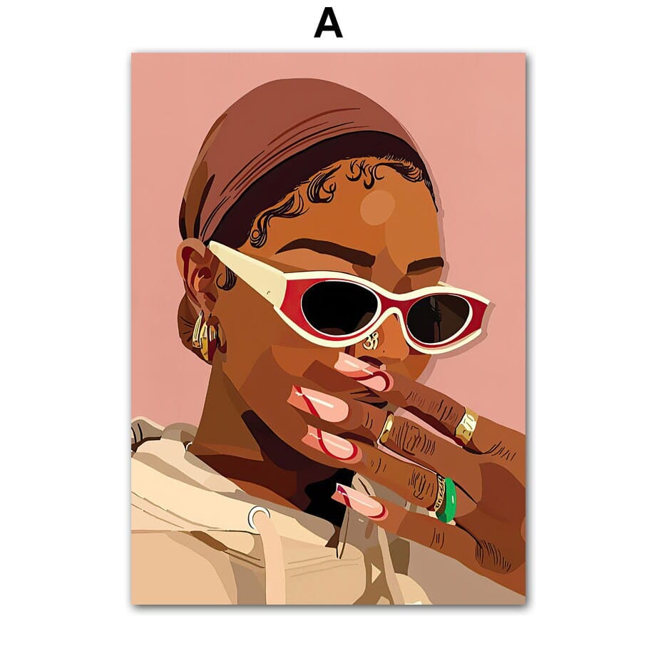 Poster Hip Hop Schmuck Mode Mädchen Schwarz – Urbanes Wandbild für Wohnzimmer & Schlafzimmer · Street Art Wanddeko ohne Rahmen