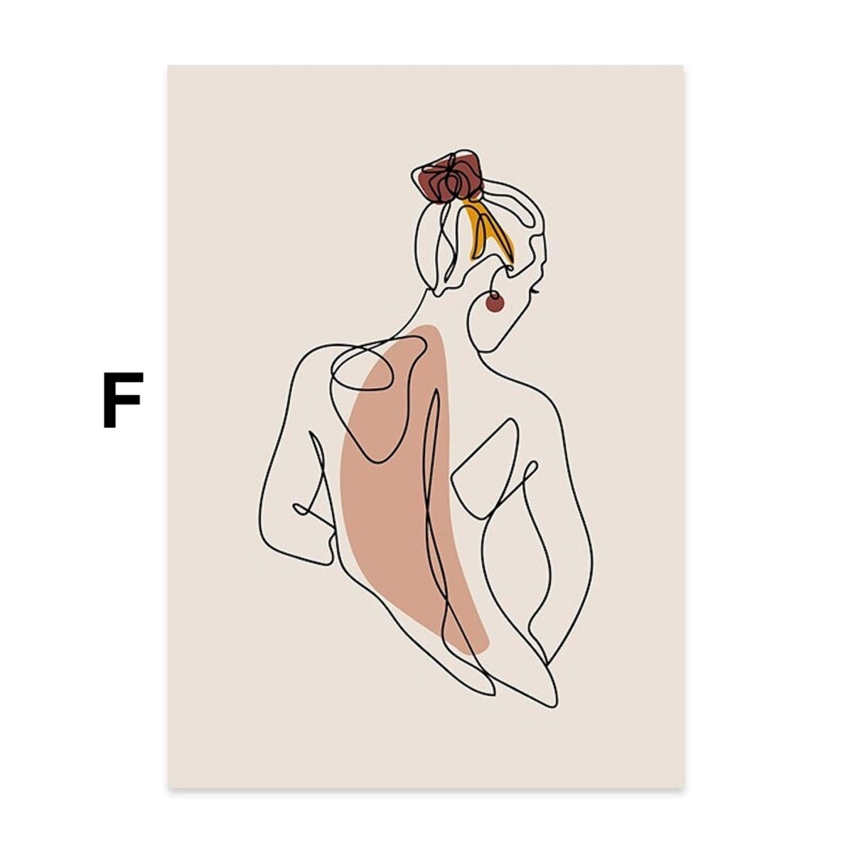 Poster Body and Face Line Art as Decoration Print Unframed