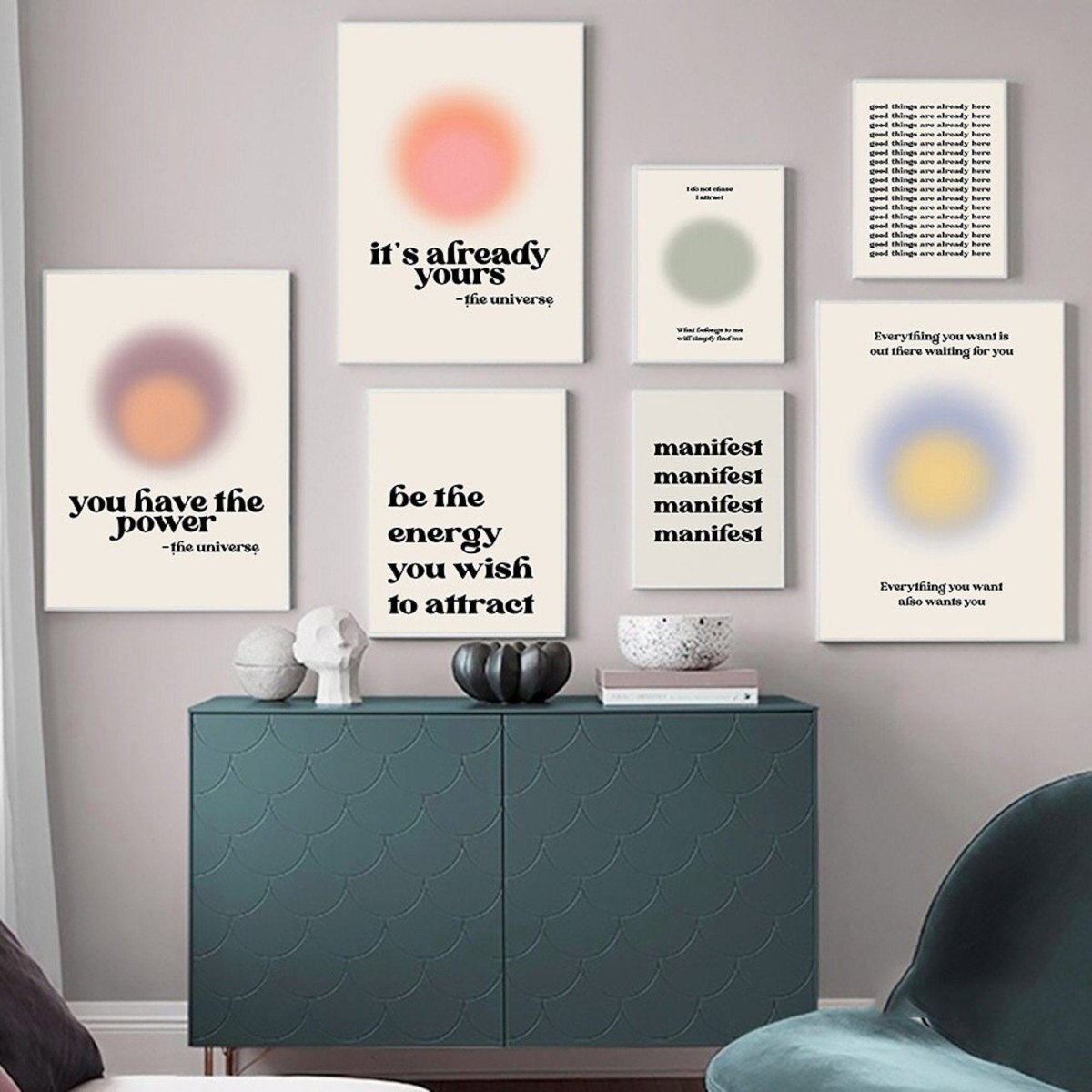 Poster Manifestierung Power Energie – Motivations Wandbild für Wohnzimmer & Schlafzimmer · Ästhetische Wanddeko ohne Rahmen