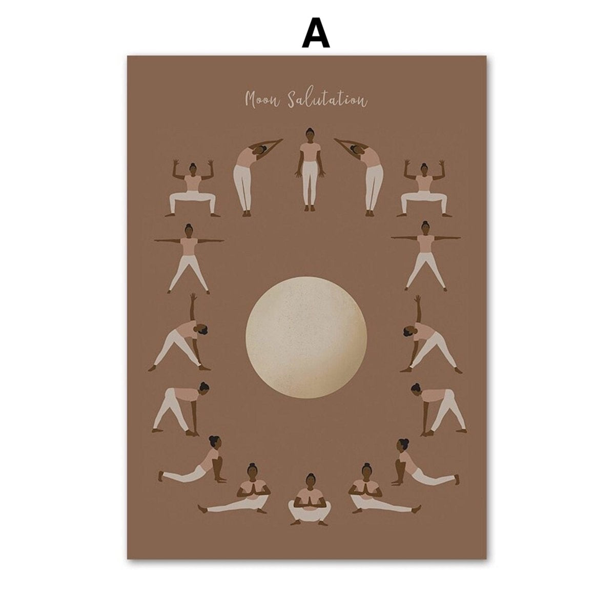 Poster Manifestation Mond Phasen & Körperhaltungen – Spirituelles Boho Wandbild für Wohnzimmer & Schlafzimmer · Ästhetische Wanddeko ohne Rahmen