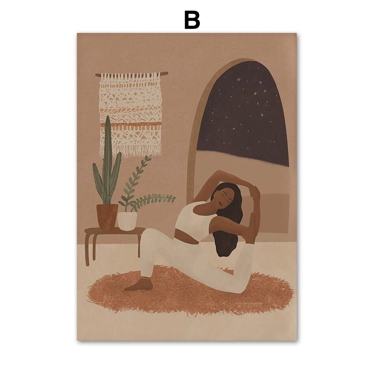 Poster Manifestation Mond Phasen & Körperhaltungen – Spirituelles Boho Wandbild für Wohnzimmer & Schlafzimmer · Ästhetische Wanddeko ohne Rahmen