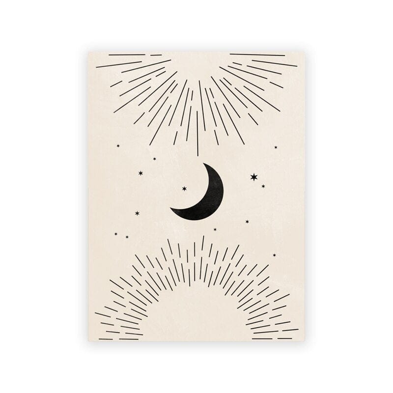 Poster Moon Stars Gold Black as decoration print without frame