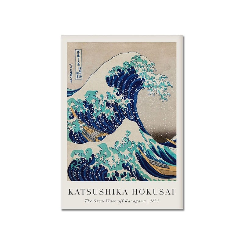 Poster japanische Wellen Landschaft Vintage – Abstraktes Wandbild für Wohnzimmer & Schlafzimmer · Ästhetische Wanddeko ohne Rahmen