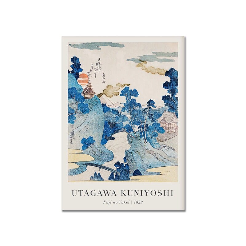 Poster japanische Wellen Landschaft Vintage – Abstraktes Wandbild für Wohnzimmer & Schlafzimmer · Ästhetische Wanddeko ohne Rahmen