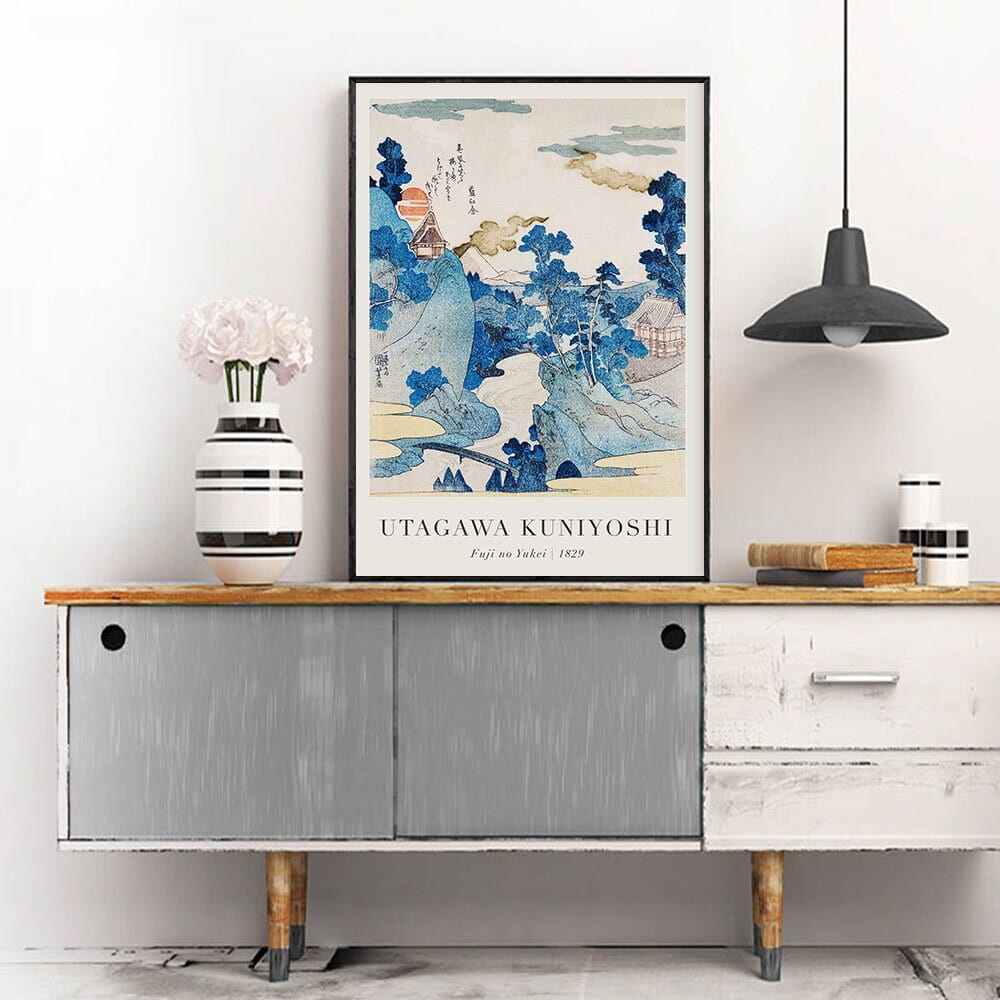 Poster japanische Wellen Landschaft Vintage – Abstraktes Wandbild für Wohnzimmer & Schlafzimmer · Ästhetische Wanddeko ohne Rahmen